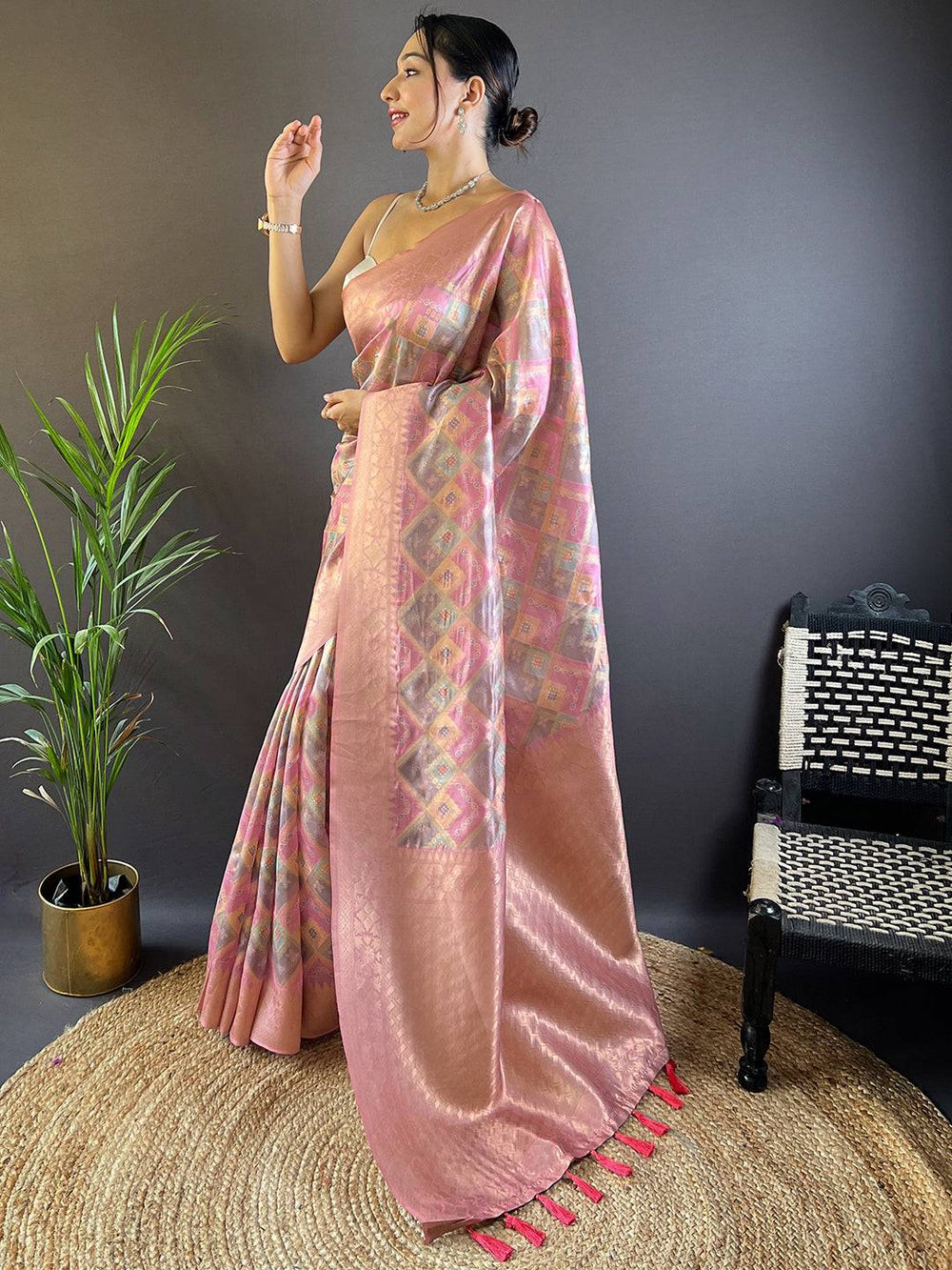 Traditional Banarasi Saree in Cherry Blossom Print