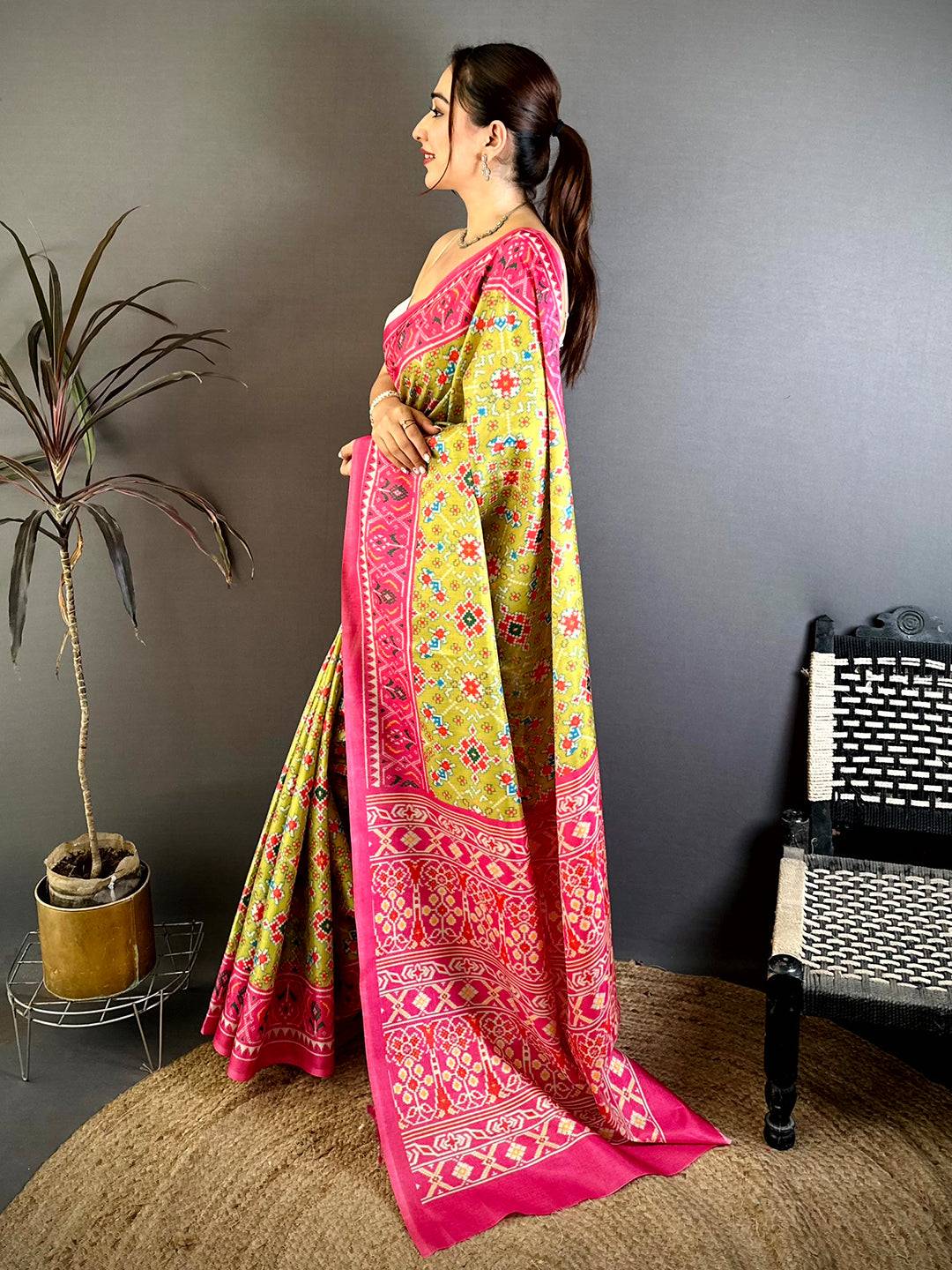 Opulent Ikkat Printed Tussar Saree