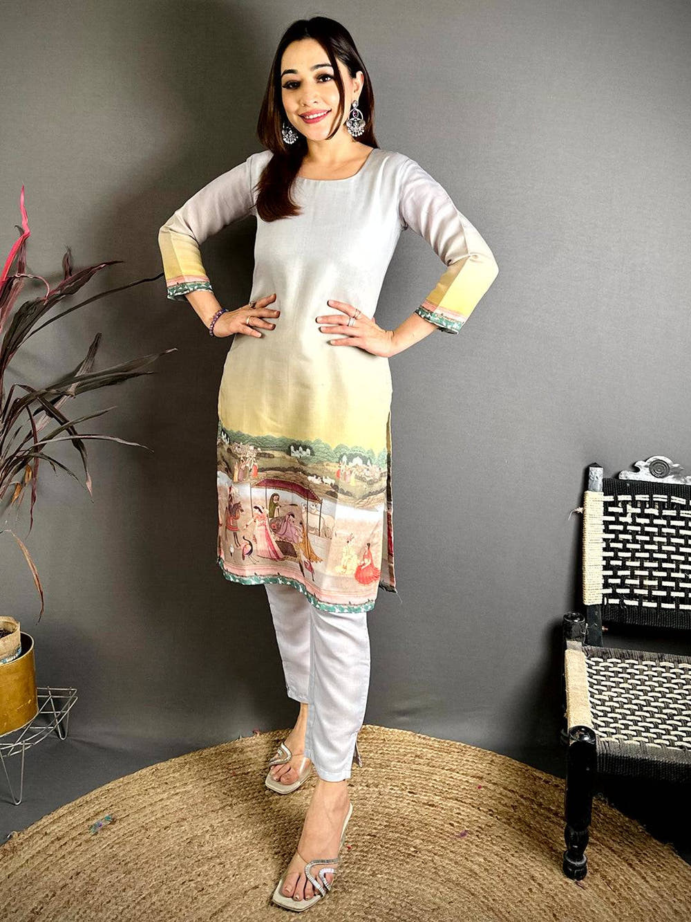 Artistic Mul Cotton Round Neck Kurti
