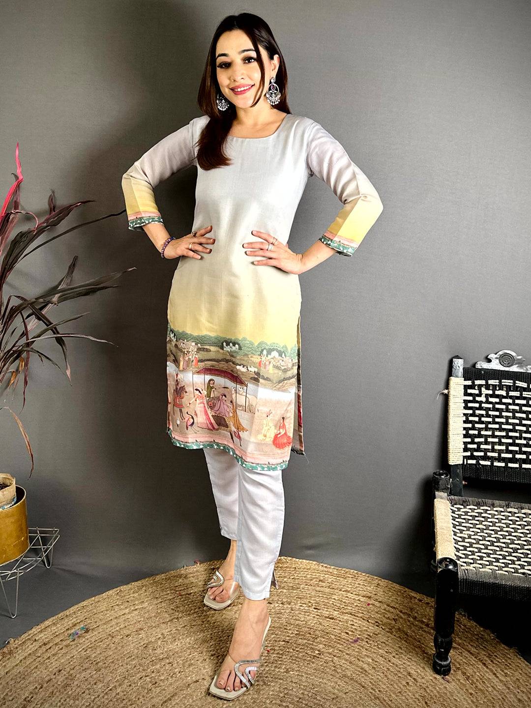 Artistic Mul Cotton Round Neck Kurti