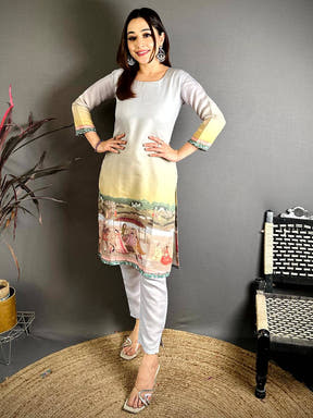 Artistic Mul Cotton Round Neck Kurti