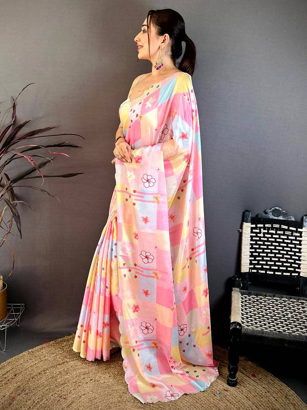 Crystal Soft Chiffon Stone Work Saree

