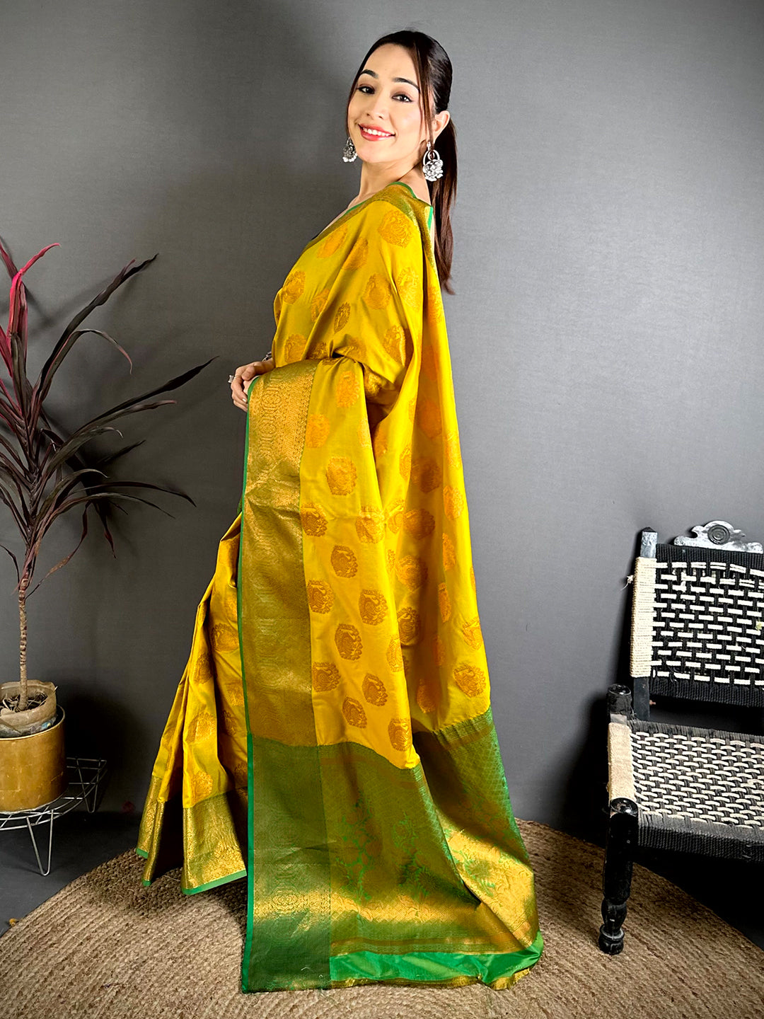 Artistic Copper Zari Banarasi Katan Silk Saree