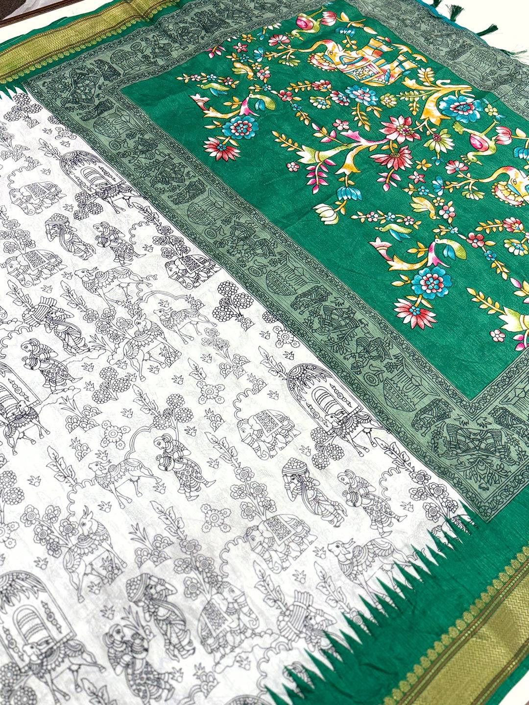 Artful Pen Kalamkari Dola Silk Saree