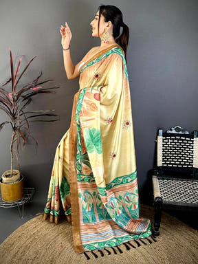 Timeless Rudraksh Zari Border Floral Saree