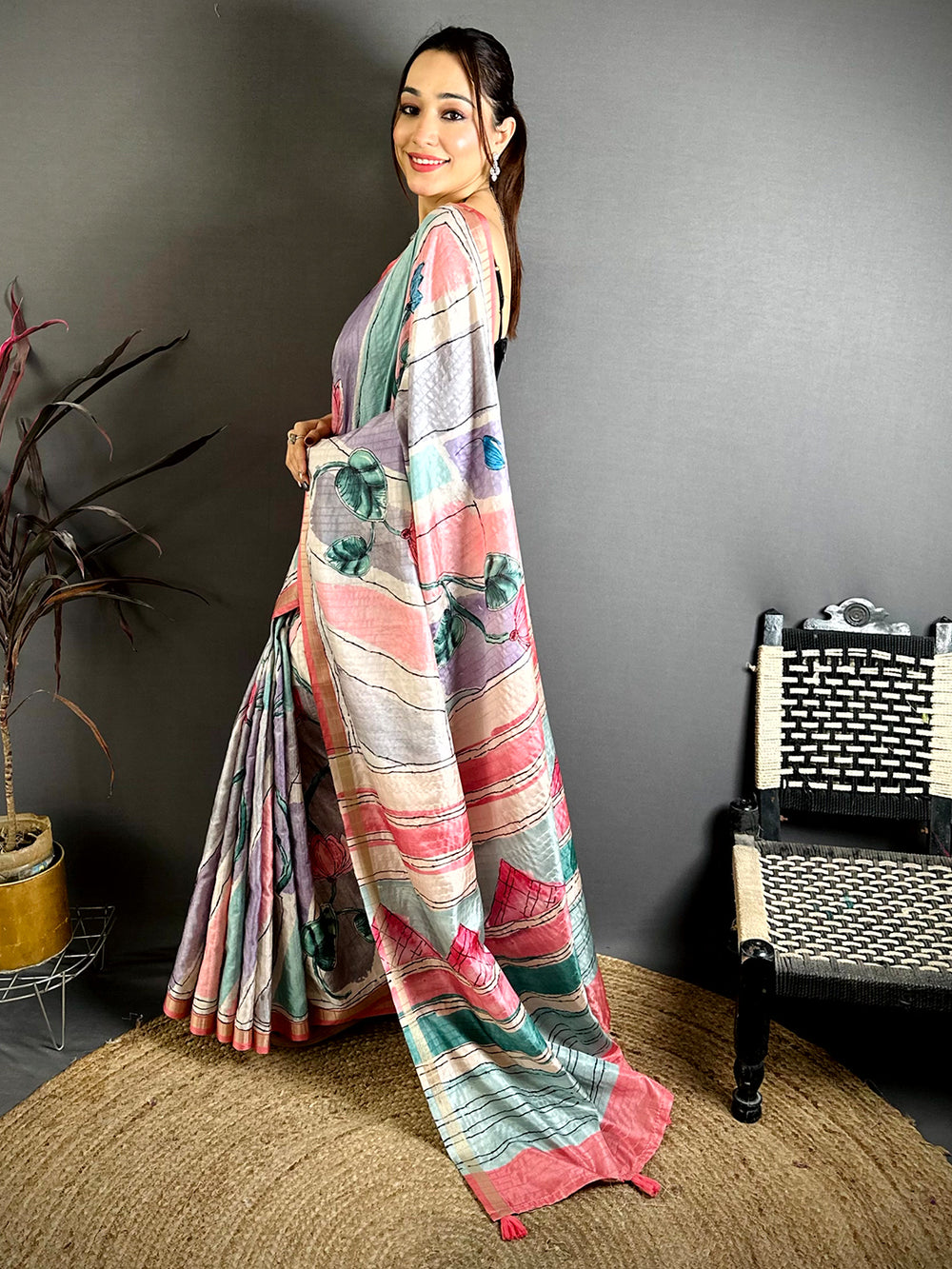 Digital Kalamkari Classic Tussar Saree