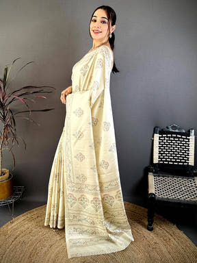 Artistic Katha Art Soft Tussar Saree