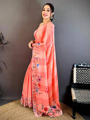 Butterfly Garden Stone Work Soft Chiffon Saree

