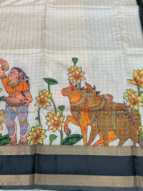 Tradition Kalamkari Satin Bentex Gadwal Saree
