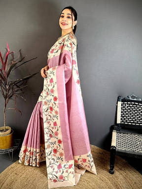 Radiant Floral Border Tussar Saree