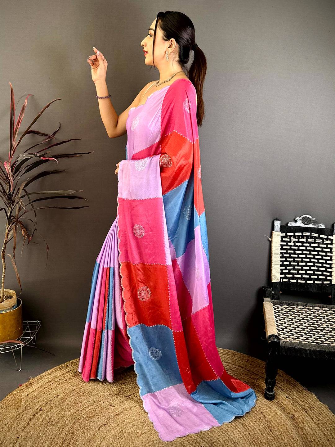 Vibrant Printed Chinnon Chiffon Saree