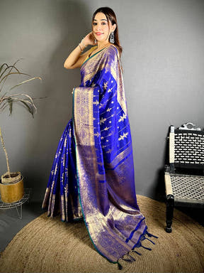 Stylish Banarasi Katan Big Zari Border Saree