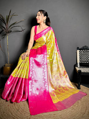 Stylish Zari One Gram Tissue Kanchi Saree