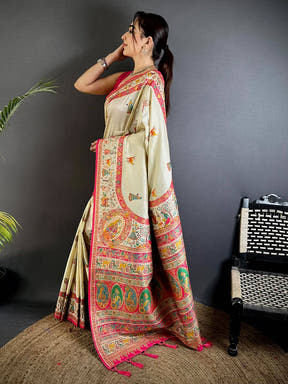 Graceful Kashmiri Pashmina Minakari Saree


