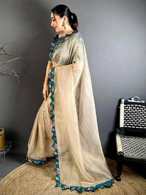 Heritage Printed Silk Cutwork Border Saree