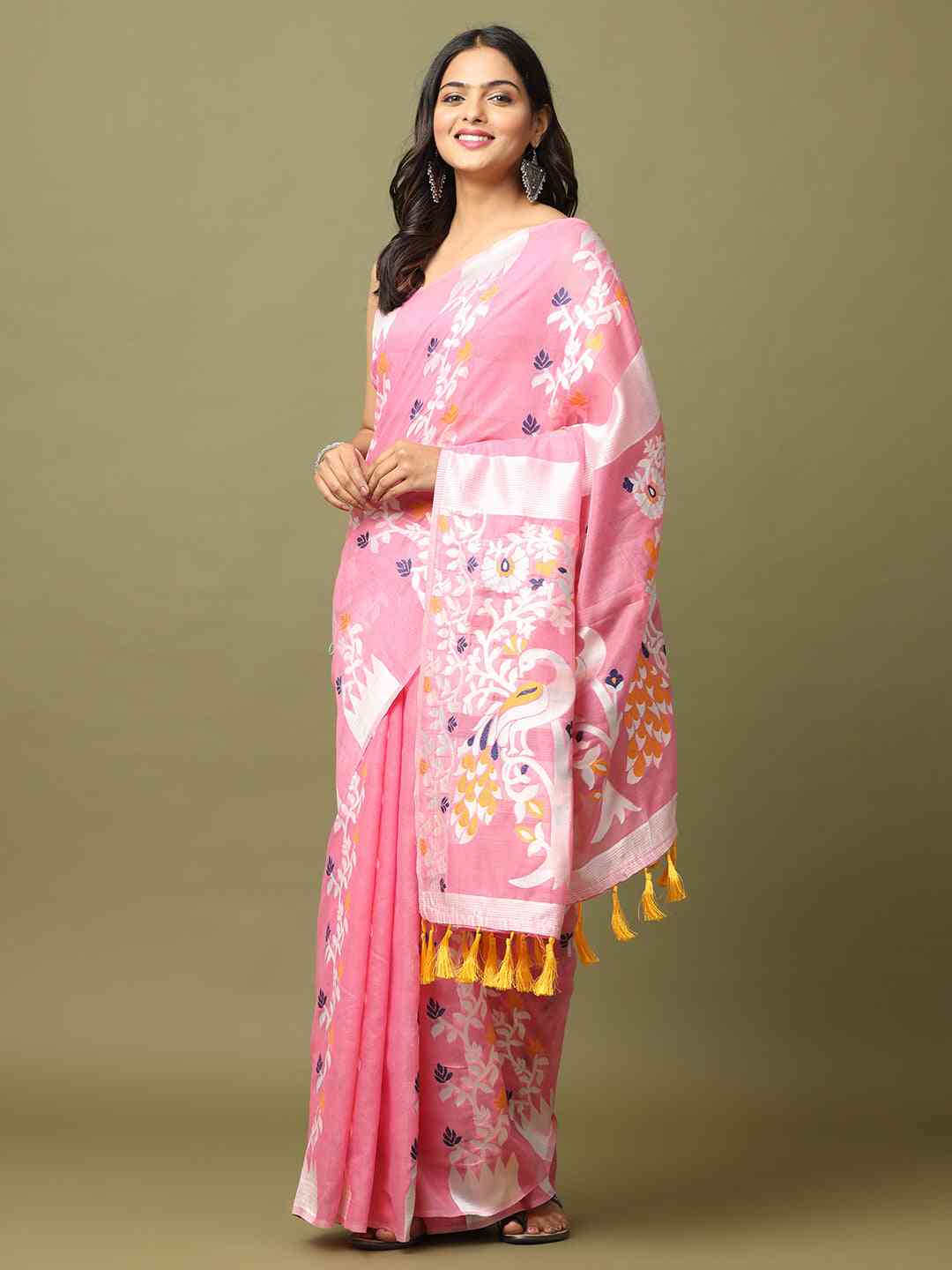 Dhakai Jamdani Cotton Silk Saree