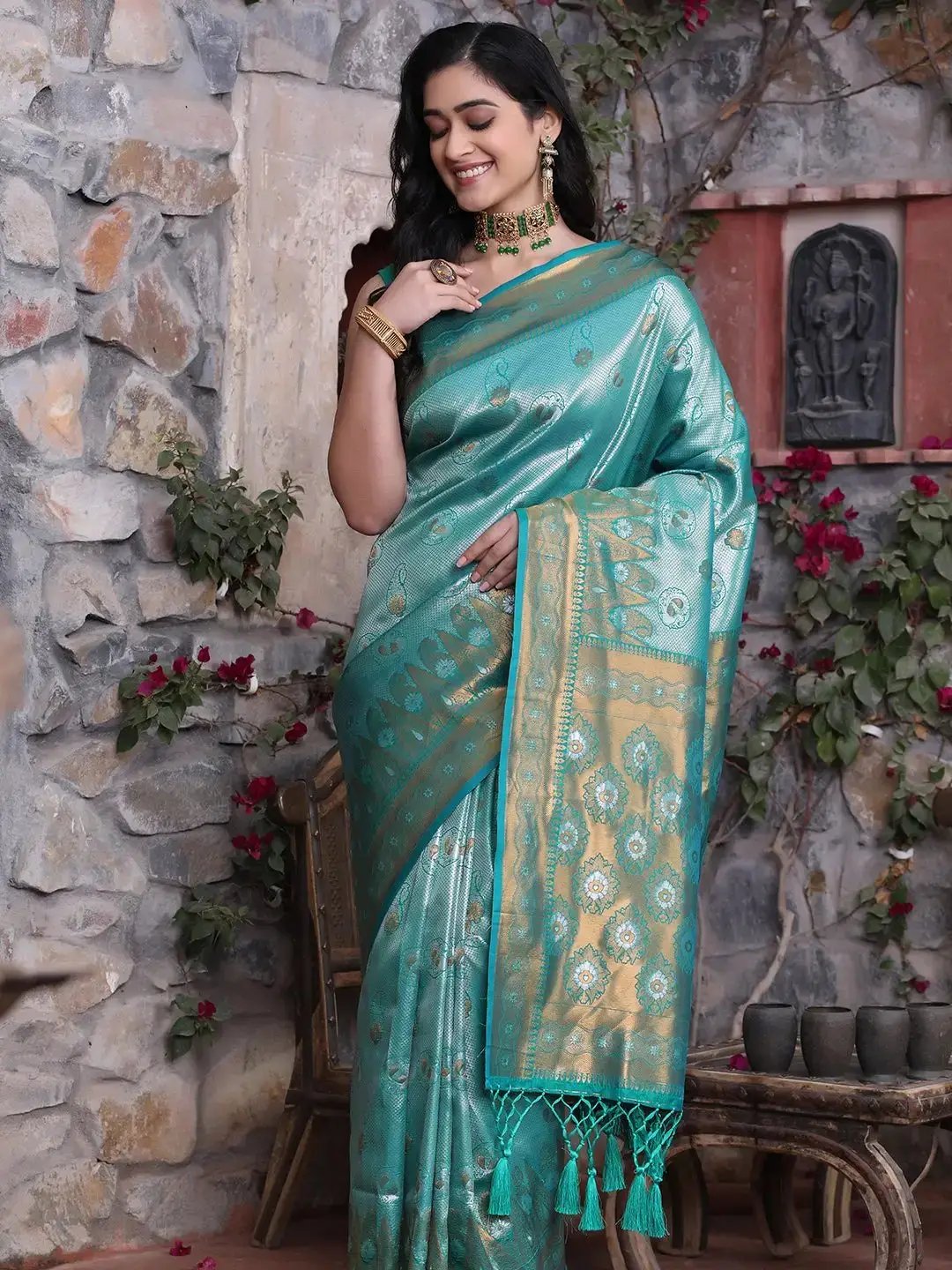 Kanjivaram Silk Saree With Zari Work 