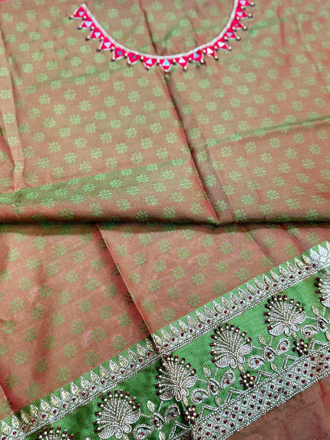 Heritage Red Soft Silk Gadwal Saree With Maggam Blouse