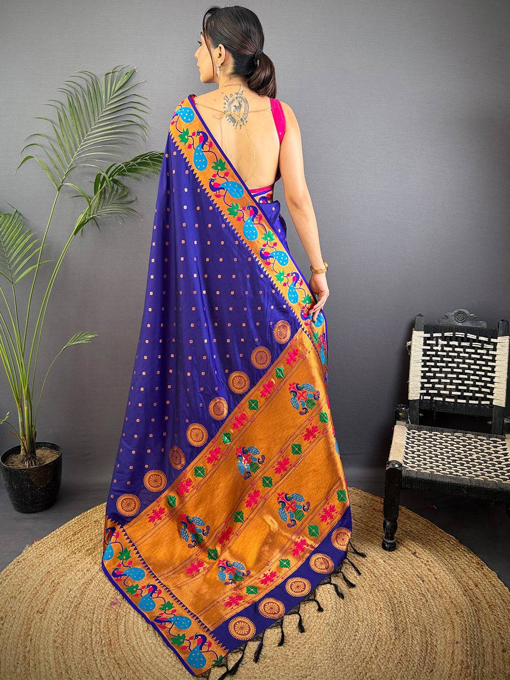Navy Yeola Paithani Soft Silk Saree