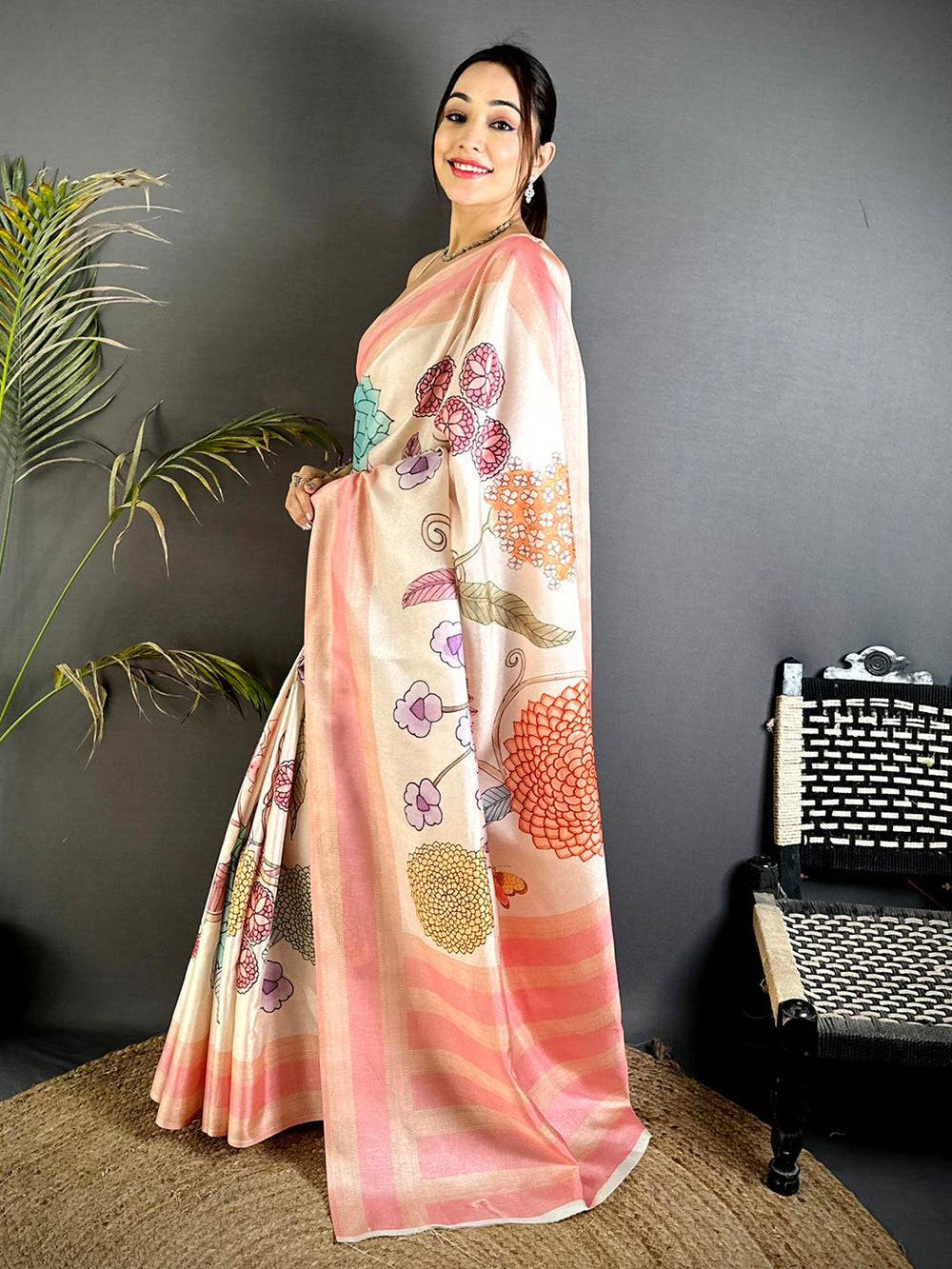 Opulent Tussar Silk Gadwal Border Saree


