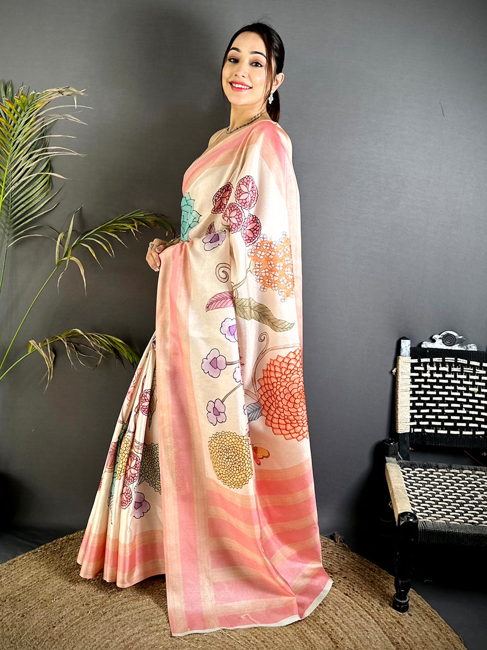 Opulent Tussar Silk Gadwal Border Saree


