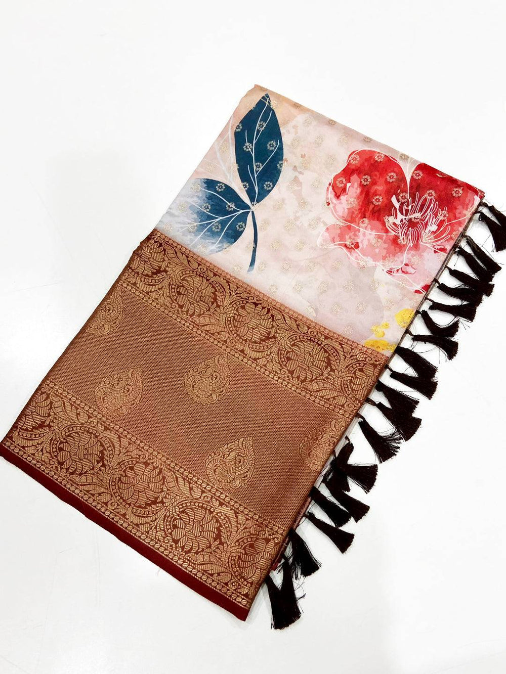 Radiant Floral Fantasy Banarasi Silk Saree
