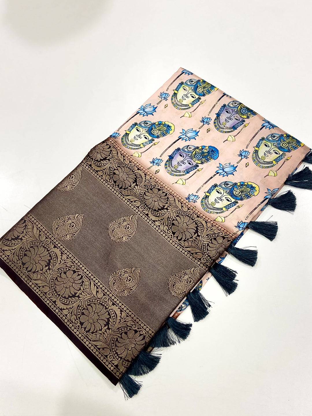 Majestic Banarasi Silk Krishna Motif Pattu Saree