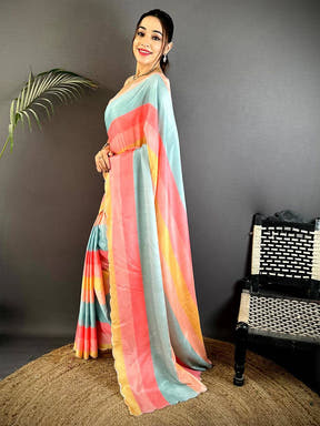 Radiant Soft Chiffon Striped Print Saree

