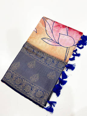 Artistic Floral Fantasy Banarasi Silk Saree