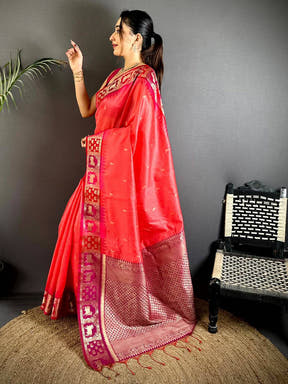 Pink Minakari Kanchi Pattu Raw Silk Saree

