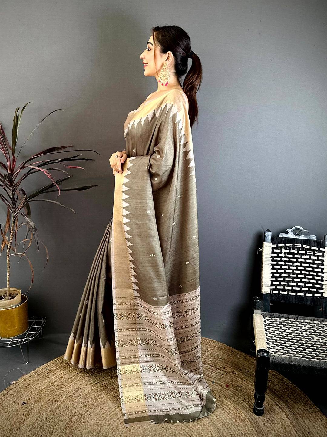 Classic Ajrakh Print Silk Celebration Saree