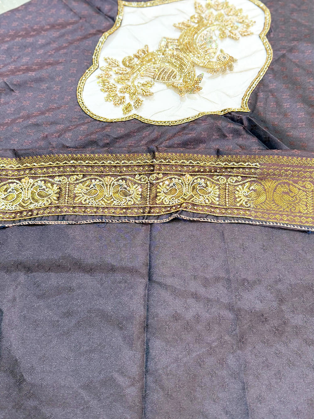 Classic Peacock Zari Gadwal Silk Saree With Maggam Blouse