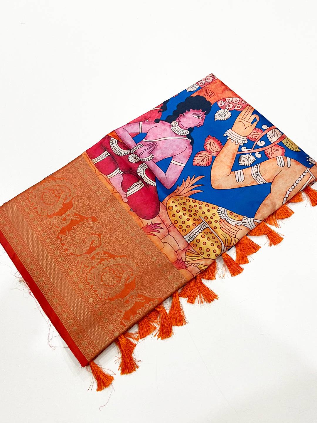 Regal Banarasi Silk Kalamkari Pattern Saree