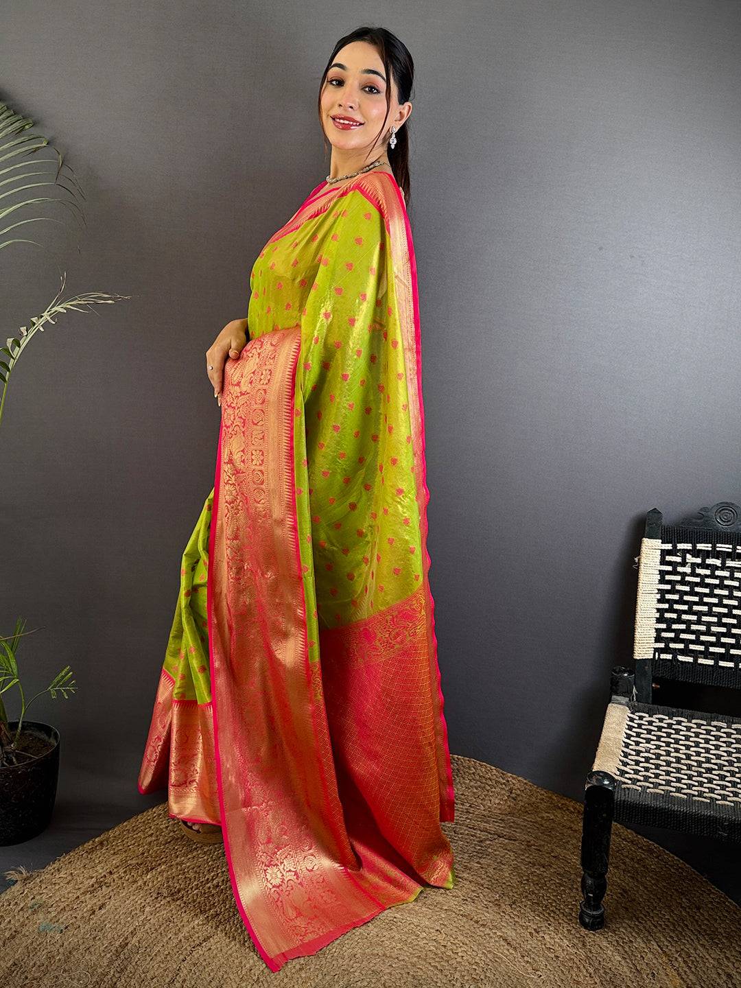 Green Kanjivaram Zari Tissue Saree