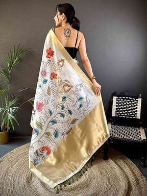 Radiant Pen Kalamkari Soft Tissue Silk Saree