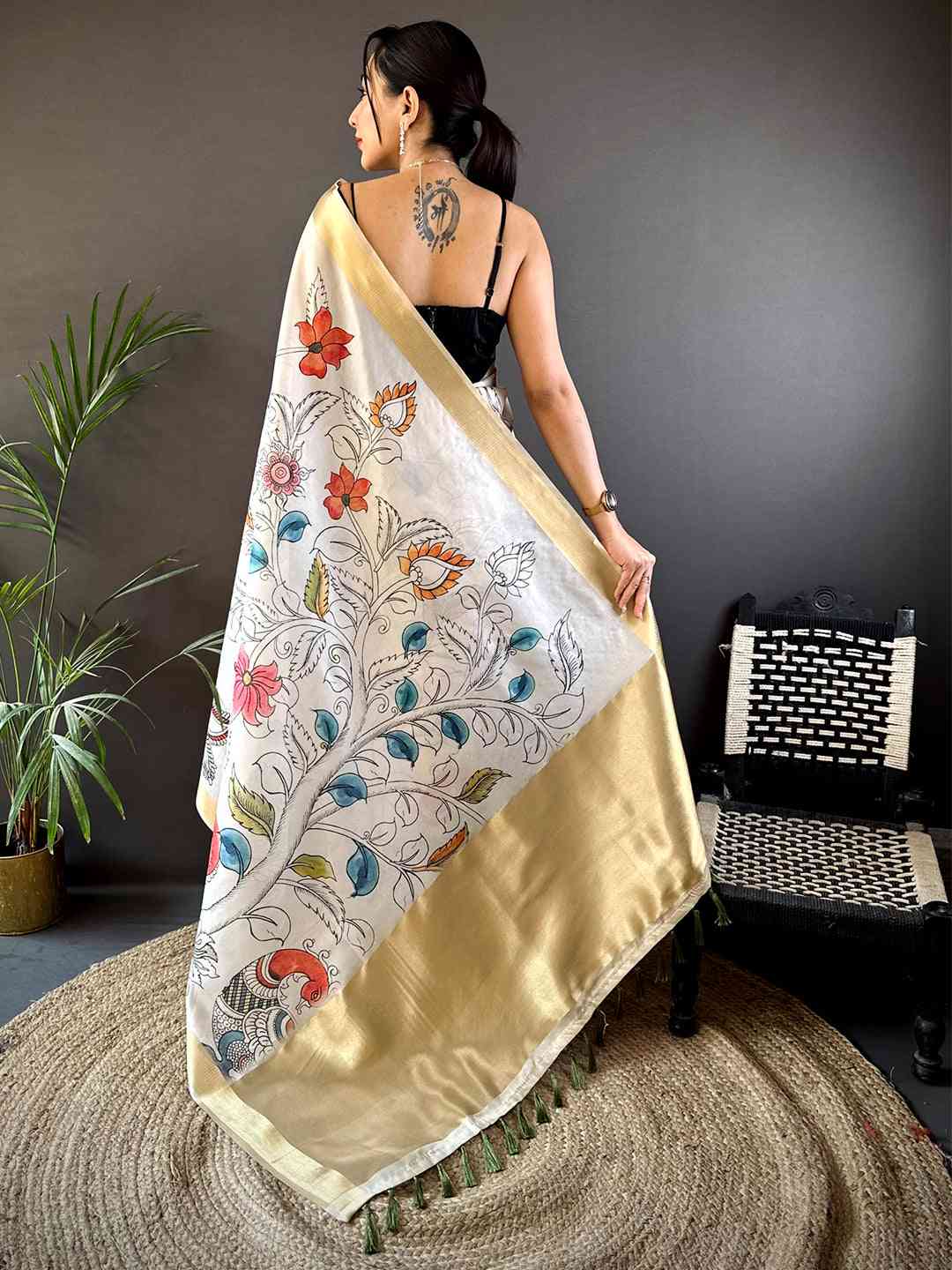 Radiant Pen Kalamkari Soft Tissue Silk Saree