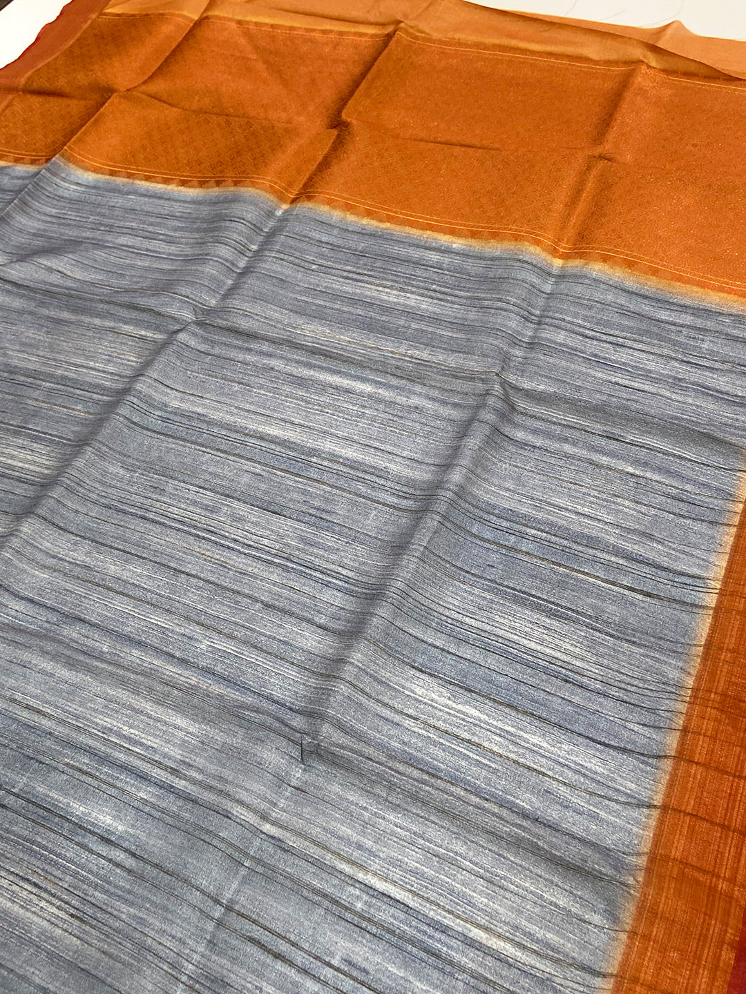Grey Tussar Ghicha Print Saree