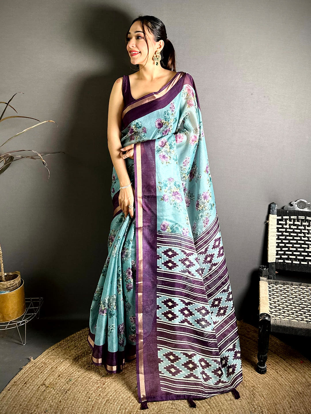 Classic Kota Doriya Printed Floral Saree