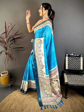 Radiance Madhubani Print Soft Silk Saree