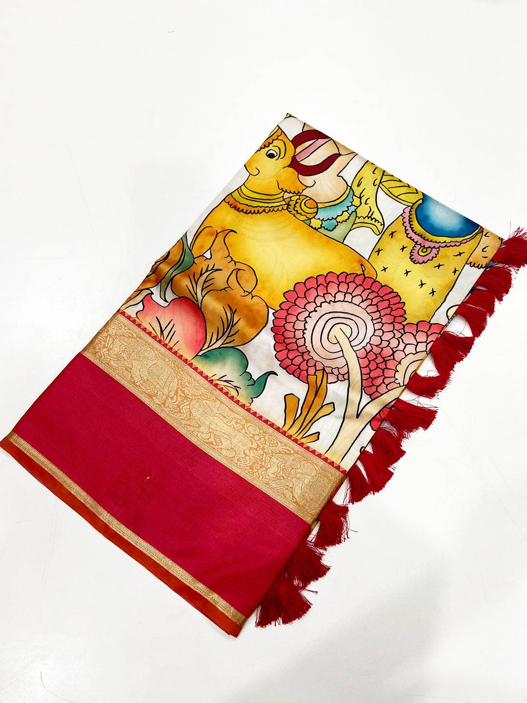 Vibrant Multi Soft Banarasi Kalamkari Silk Saree