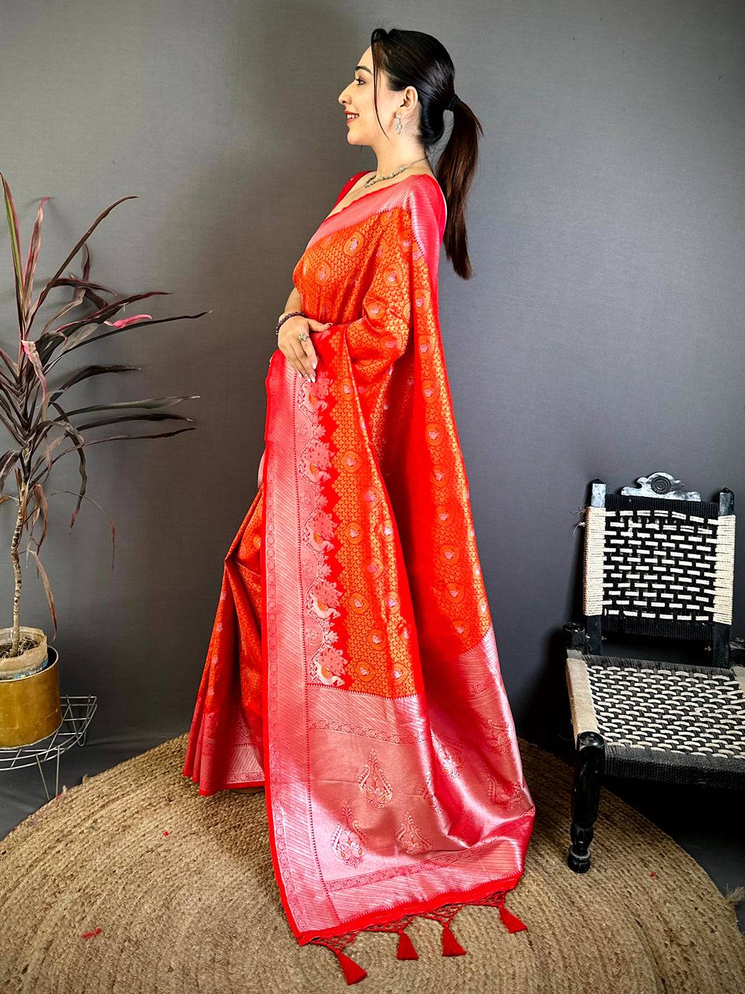 Heritage Red Gold Zari Kanjivaram Saree