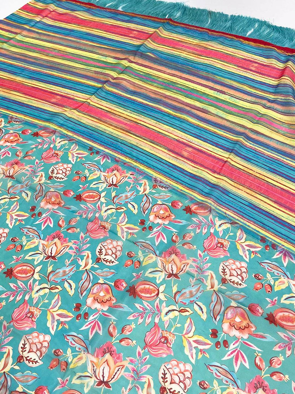 Serene Turquoise Tebi Silk Saree