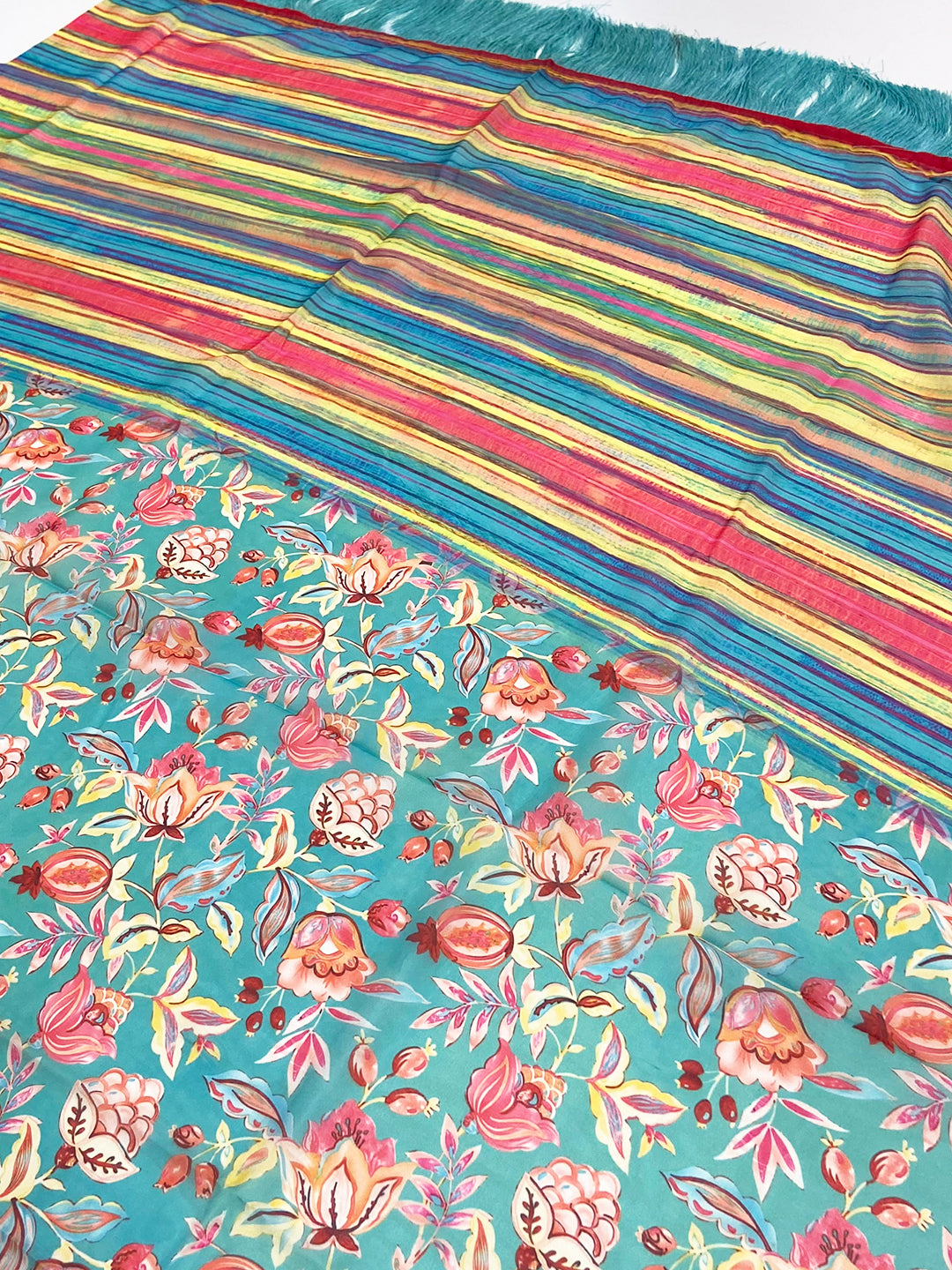 Serene Turquoise Tebi Silk Saree