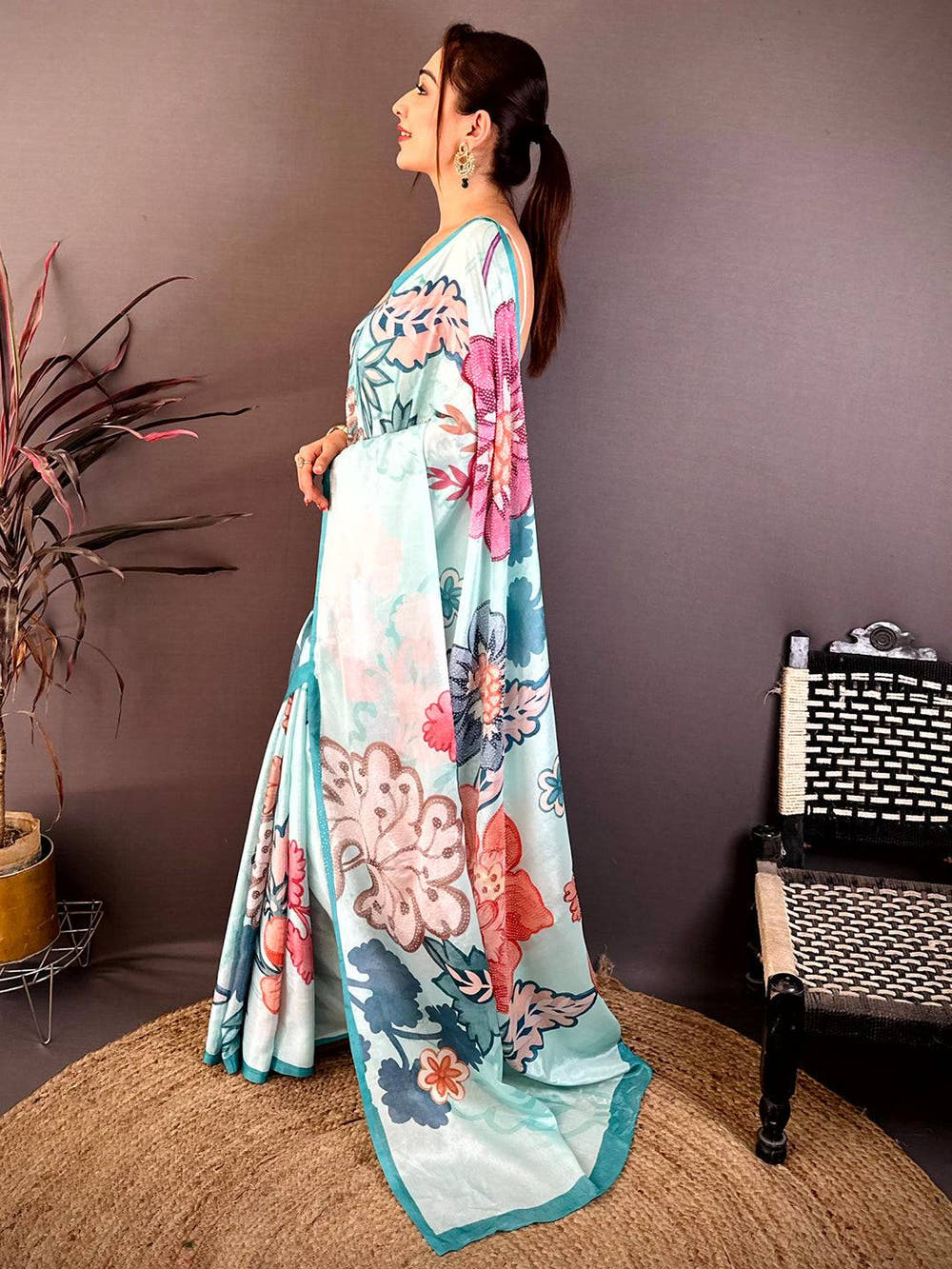 Radiant Chinnon Chiffon Floral Print Saree