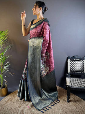 Intricate Dahliya Maroon Banarasi Silk Saree