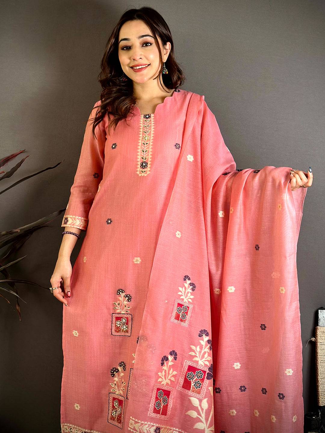 Rose Bloom Mul Cotton Suit Set