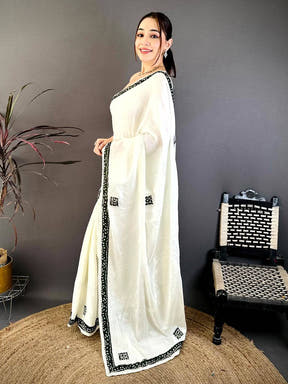 Black Bandhej Butta Chiffon Saree