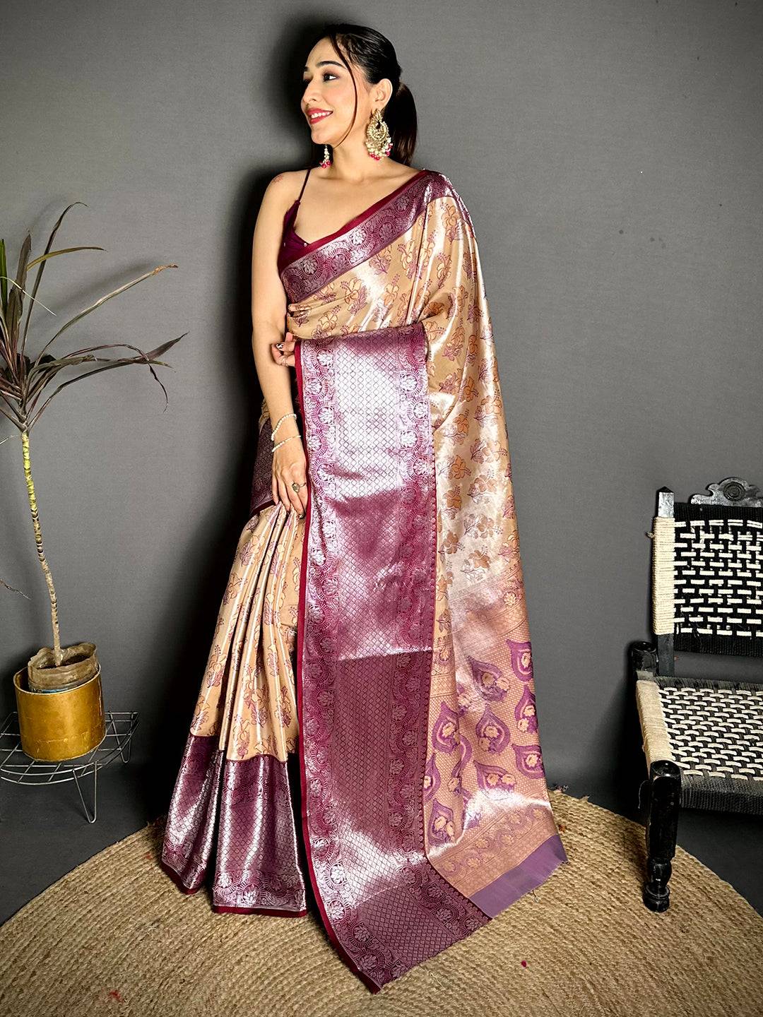 Classic Zari One Gram Tissue Kanchi Saree