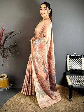 Radiant Tussar Ghicha Katha Art Saree