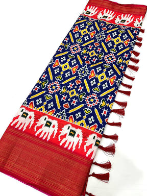 Blue Chanderi Silk Patola Radiance Saree